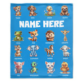 Cute Animal Names Custom Personalized Blanket - Gifts for Kids